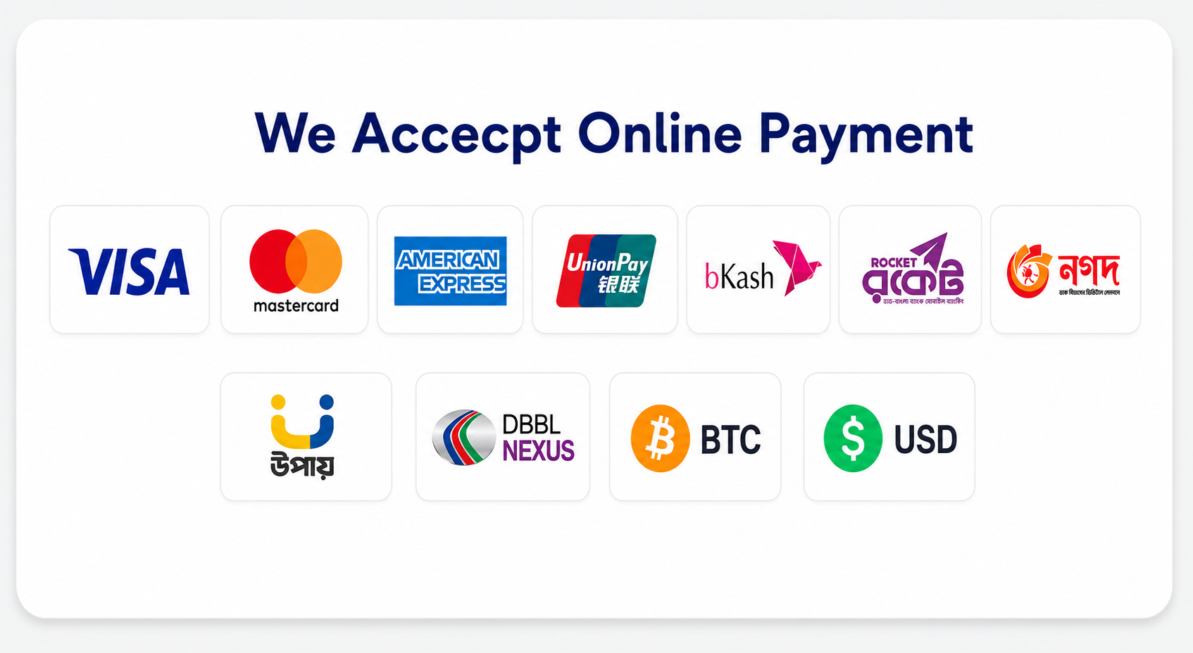 We Accept Online Payment